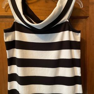 Rafaella over the shoulder black and white striped tank